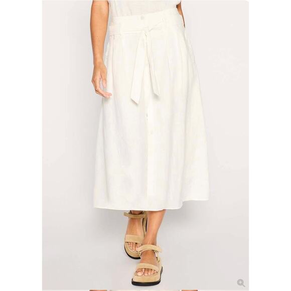 Brochu Walker Dresses & Skirts - Brochu Walker Skirt Medium Teagan Button Front Linen Midi Summer Resort Preppy